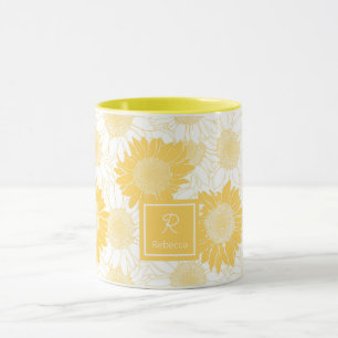 Mug Fleurs de soleil jaunes personnalisées