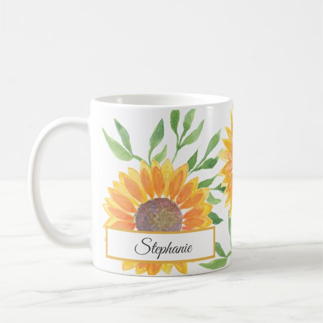 Mug Fleurs de soleil jaunes personnalisées Motif de ca (Gauche)