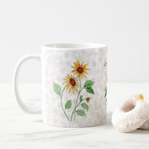 Mug Fleurs de soleil personnalisées sur les Feuilles d
