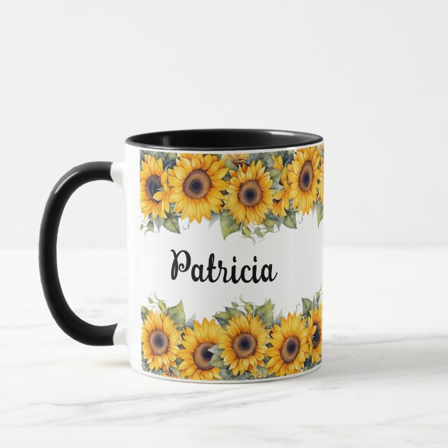 Mug Fleurs de soleil vibrantes | Floral jaune moderne (Gauche)