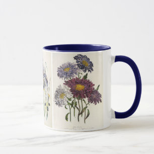 Mug Fleurs de style vintage, asters, iris et pavots