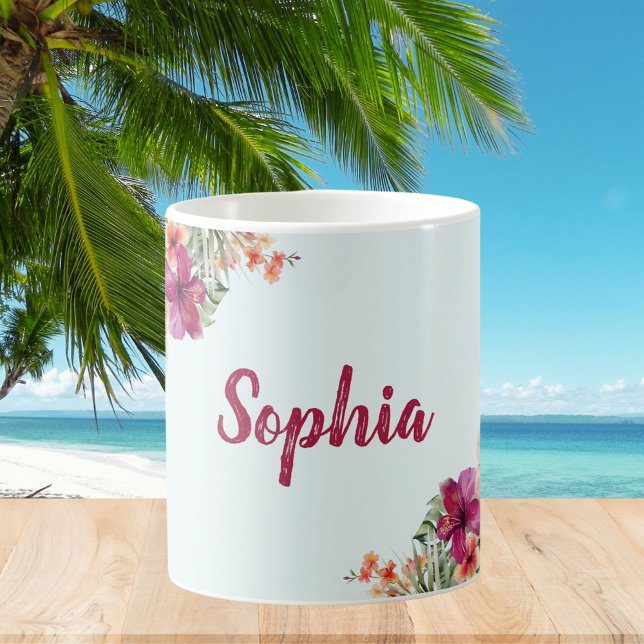 Mug Fleurs de Tilleul Rose Hibiscus Fleur Tropicale Fl (In situ)