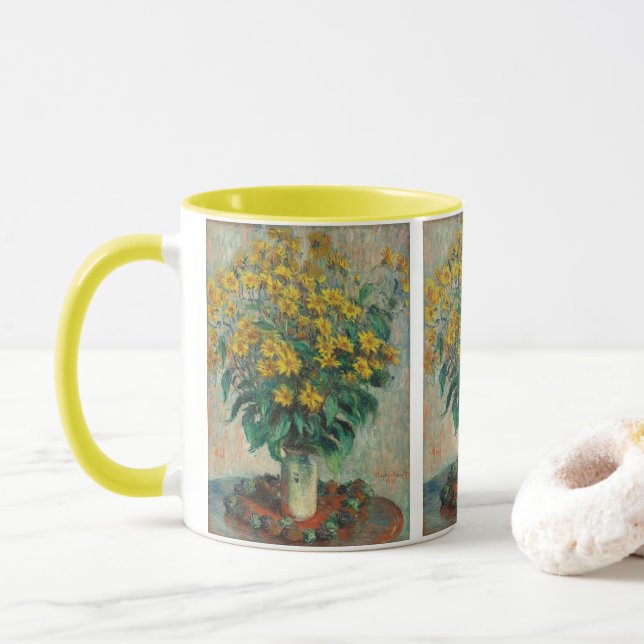 Mug Fleurs de topinambour par Claude Monet (Avec donut)