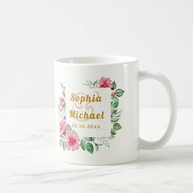 Mug Fleurs de Tropicaux Hibiscus Roses et Vert Luxuria (Droite)