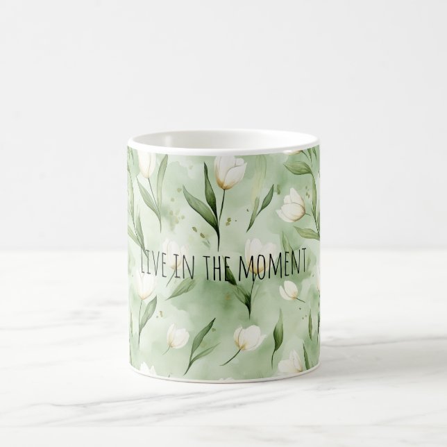Mug Fleurs de tulipes blanches vertes (Centre)
