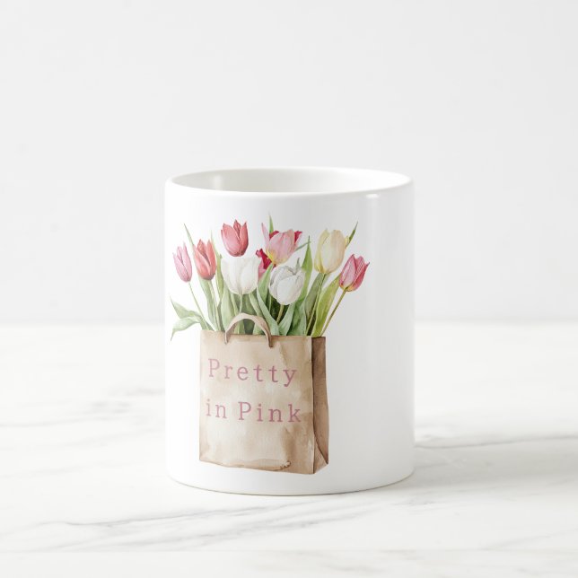 Mug Fleurs de tulipes roses rouges jaunes blanches dan (Centre)