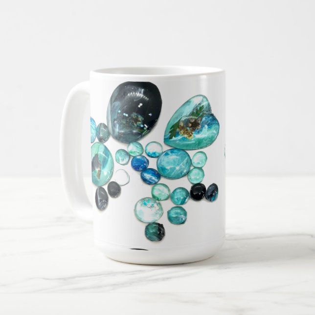 Mug Fleurs de verre de mer et bling (Devant gauche)