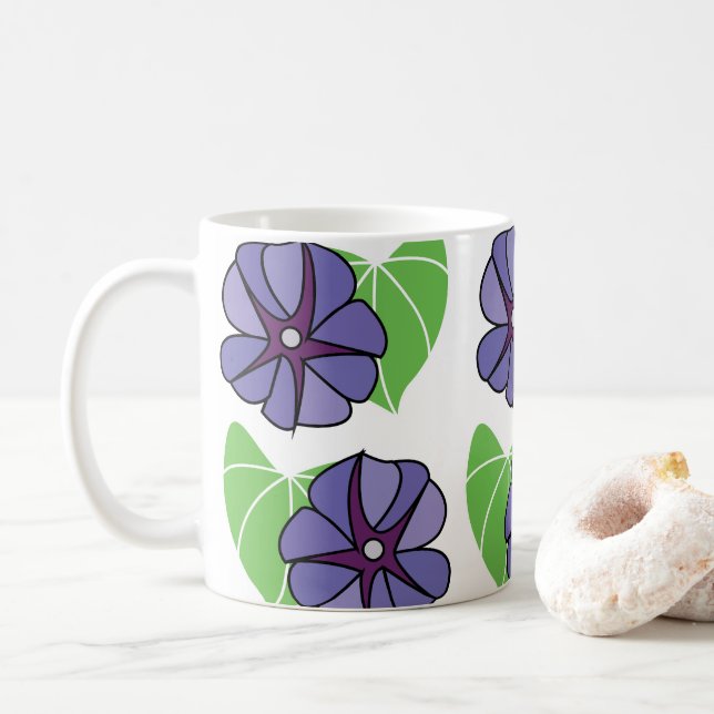 Mug Fleurs de Volubilis Bleu Floral (Avec donut)