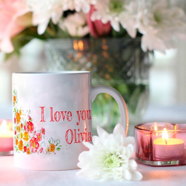 Mug Fleurs d'eau amour orange rouge (Créateur téléchargé)