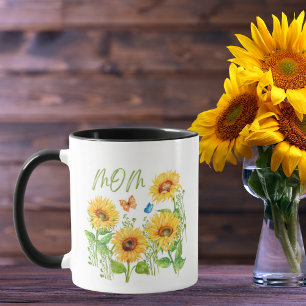 Mug Fleurs d'eau Tournesols papillons Fête des mères