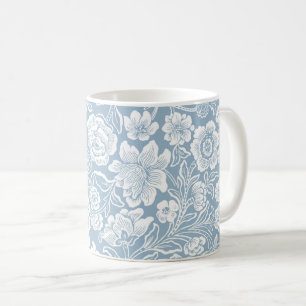 Mug Fleurs dessinées à la main, Art Botanique Blanc Gr