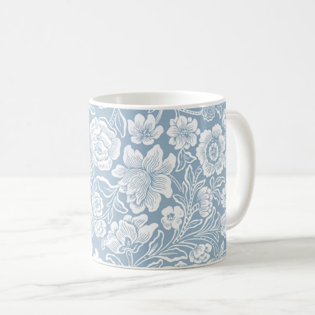Mug Fleurs dessinées à la main, Art Botanique Blanc Gr (Devant droit)