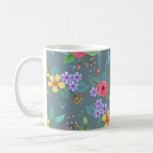 Mug Fleurs dessinées à la main colorée motif design vi