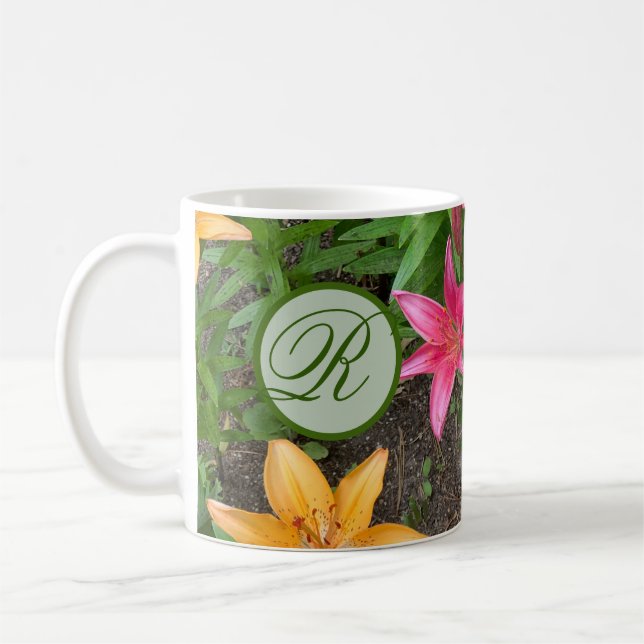 Mug Fleurs d'été de moisissures monogrammes (Gauche)