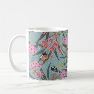 Mug Fleurs d'eucalyptus aux oiseaux roses et bleus