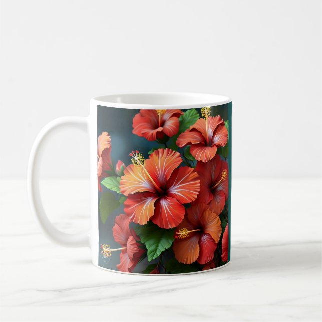 Mug Fleurs d'Hibiscus rouge vif-76894 (Gauche)
