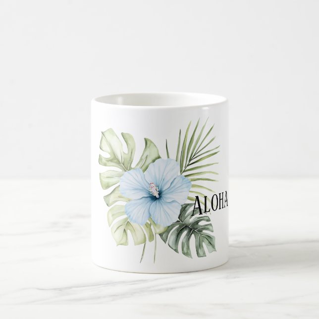 Mug Fleurs d'Hibiscus Tropical Légèrement Bleu Aloha (Centre)