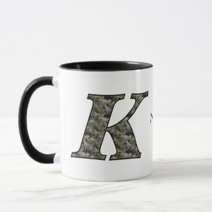 Mug Fleurs d'hortensia à monogramme initial K personna