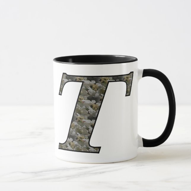 Mug Fleurs d'hortensia à monogramme initial T (Droite)