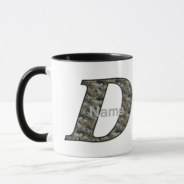 Mug Fleurs d'hortensia personnalisées avec initiale D  (Gauche)
