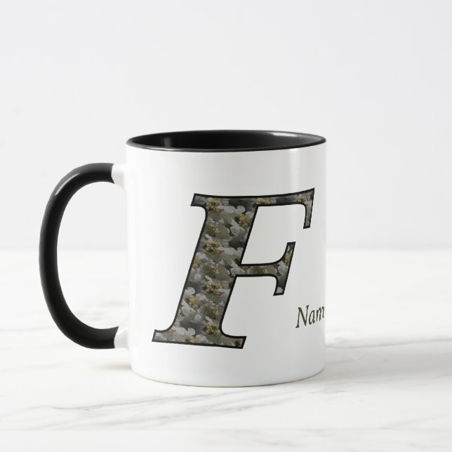 Mug Fleurs d'hortensia personnalisées avec initiale de (Gauche)