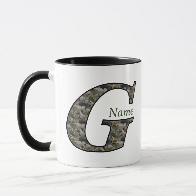 Mug Fleurs d'hortensia personnalisées avec initiale de (Gauche)