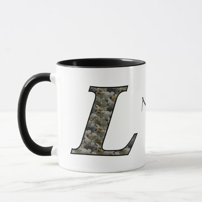 Mug Fleurs d'hortensia personnalisées avec initiale de (Gauche)