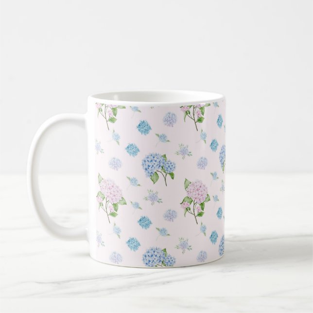 Mug Fleurs d'hortensia simples et élégantes à l'aquare (Gauche)