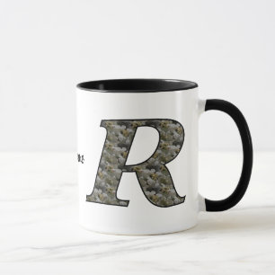 Mug Fleurs d'hydrangea à initiale de monogramme R Pers