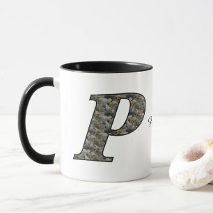 Mug Fleurs d'hydrangea personnalisées avec initiale de