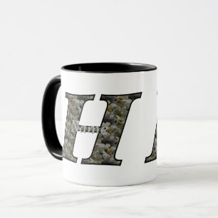 Mug Fleurs d'hydrangea personnalisées avec initiale de
