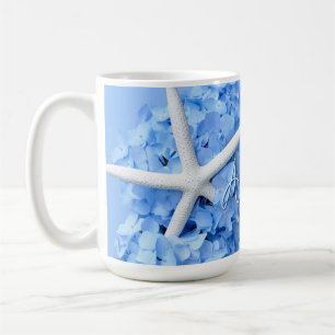 Mug Fleurs d'Hydrangée Bleue Amidon Blancs