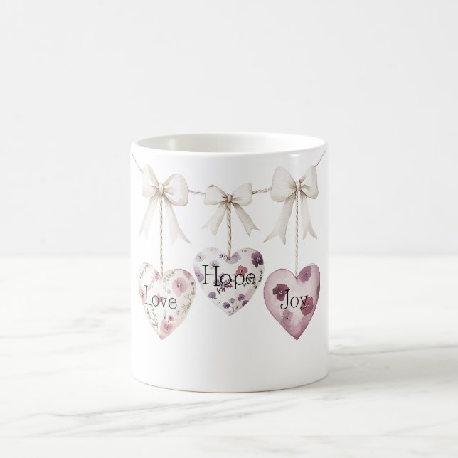 Mug Fleurs d'inspiration Amour Espoir Joie Cœur Arc (Centre)