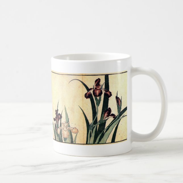 Mug Fleurs d'iris de peinture d'art de Hokusai (Droite)