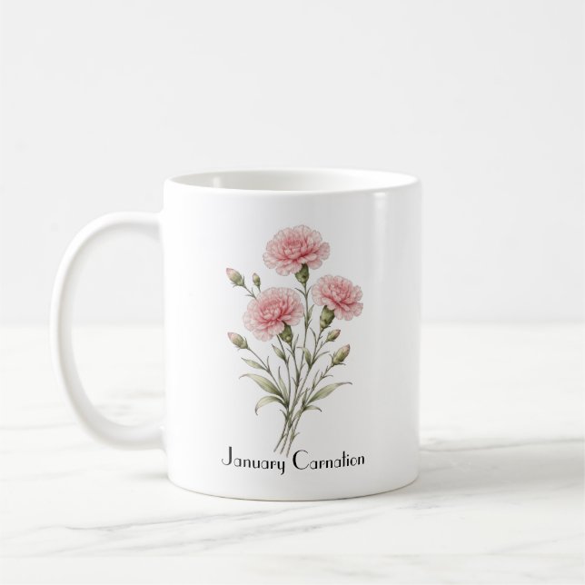 Mug Fleurs d'œillet de janvier (Gauche)