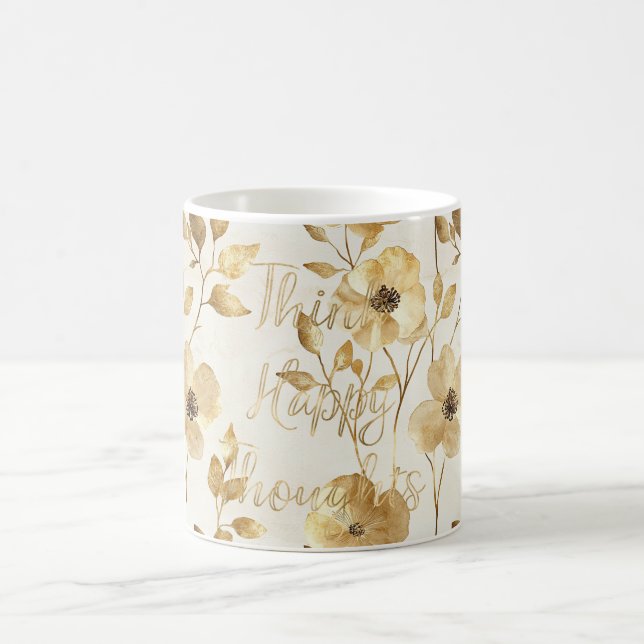 Mug Fleurs d'or pensées inspirantes heureuses (Centre)