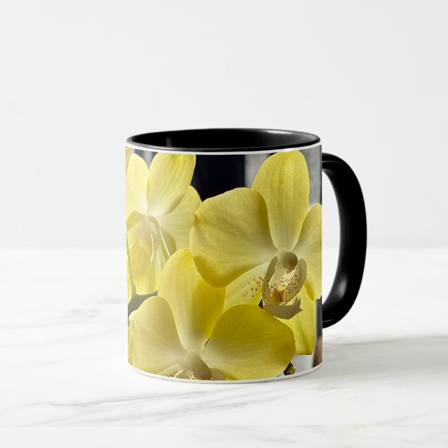 Mug Fleurs d'orchidées de Phalaenopsis jaune (Devant droit)