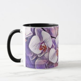 Mug Fleurs d'orchidées mignonnes rose violet tirant