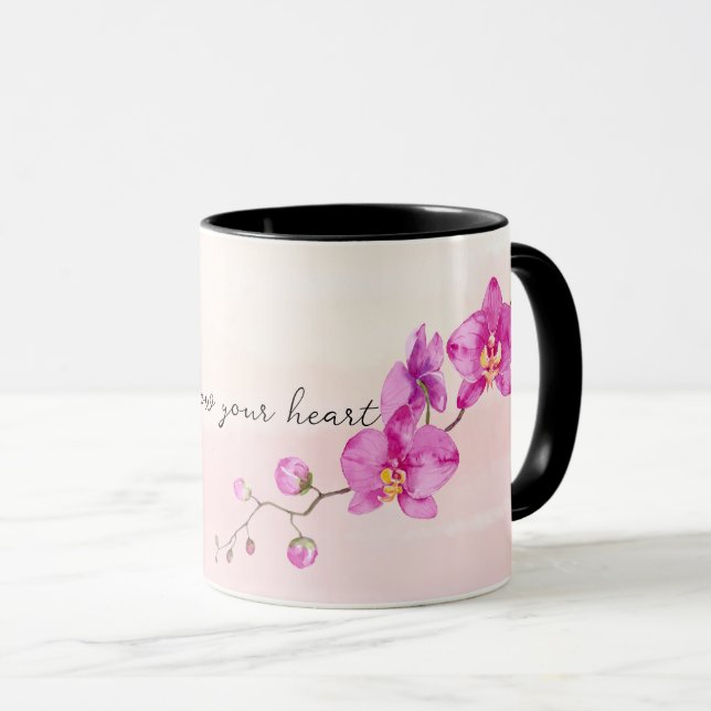 Mug Fleurs d'orchidées roses (Devant droit)