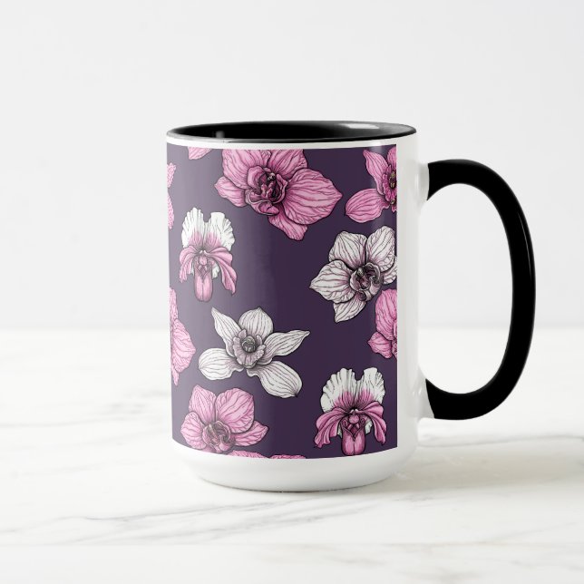 Mug Fleurs d'orchidées roses (Droite)