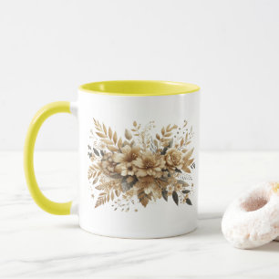 Mug fleurs dorées