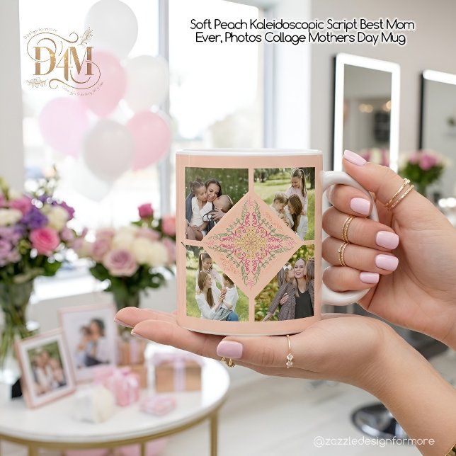 Mug Fleurs Douce pêche kaléidoscopique Écriture Meille (Créateur téléchargé)