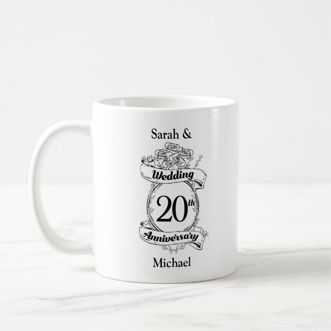 Mug Fleurs du 20e anniversaire du Mariage (Gauche)