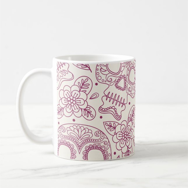 Mug Fleurs du crâne : Fête Mexicaine Sans Seamless. (Gauche)