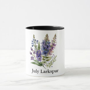 Mug Fleurs du mois de naissance mignonnes/Larkspur jui