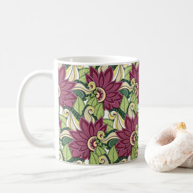 Mug Fleurs Élégantes Et Féminines Et Fleurs (Avec donut)