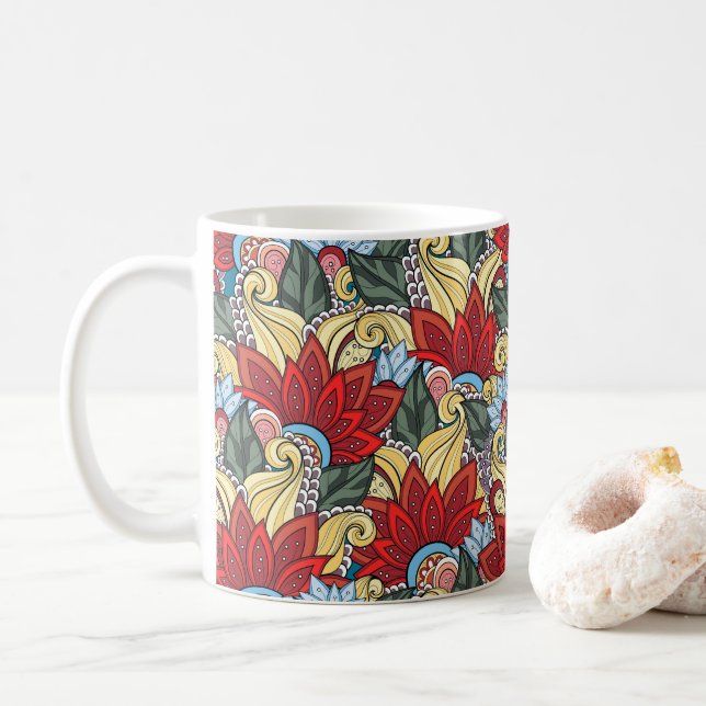 Mug Fleurs Élégantes Et Féminines Et Fleurs (Avec donut)