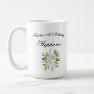 Mug Fleurs Élégantes pour 50e Anniversaire