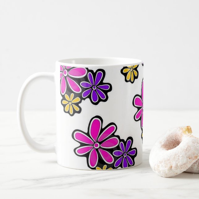 Mug Fleurs Éléphant Rose (Avec donut)
