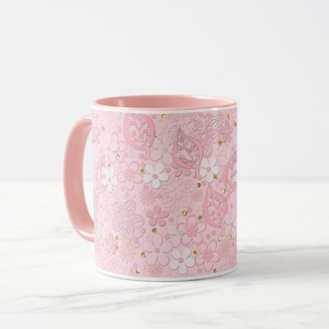 Mug Fleurs en papier rose (Devant gauche)